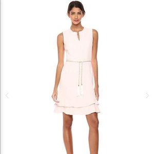 NWT Karl Lagerfeld Pink Tweed Belted Dress